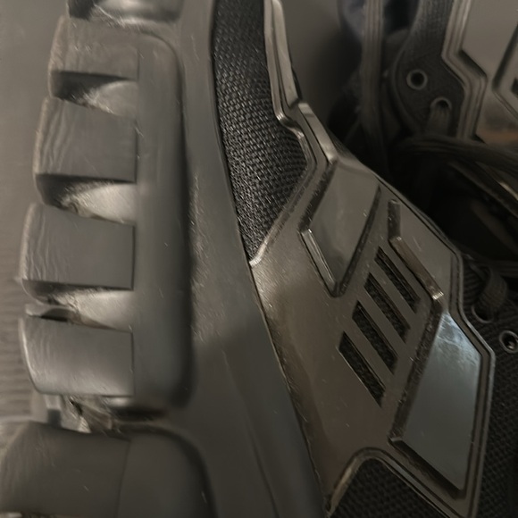 Prada Calzature Donna Nero maglia tech rubber wedge sneakers, Sz 35.5 - Picture 15 of 16